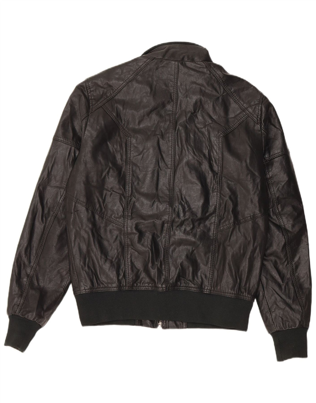 Jaqueta bomber masculina de couro Jack & Jones Reino Unido 36 couro preto pequeno