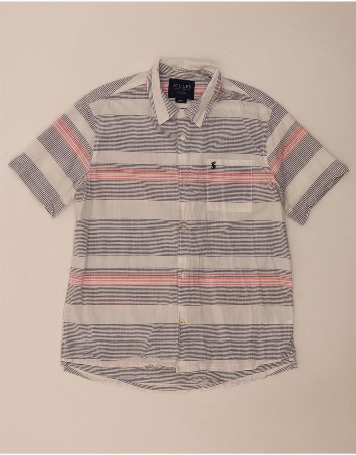 Joules Camisa masculina de manga curta grande algodão listrado azul