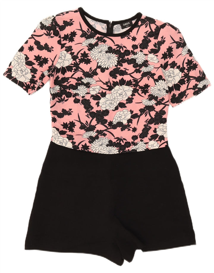 Macacão feminino Oasis de manga curta UK 8 pequeno rosa floral