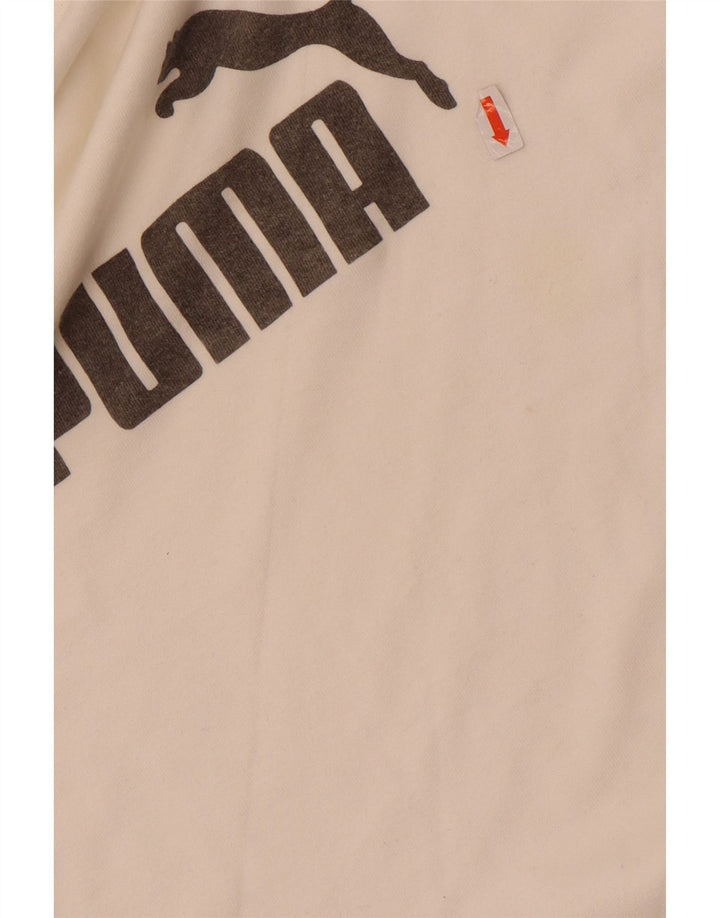 Puma Mens Graphic Top Manga Longa Pequeno Branco