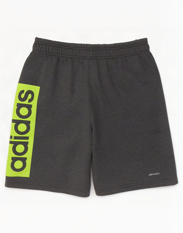 Adidas Mens Climalite Graphic Sport Shorts Pequeno Cinza Colorblock Algodão