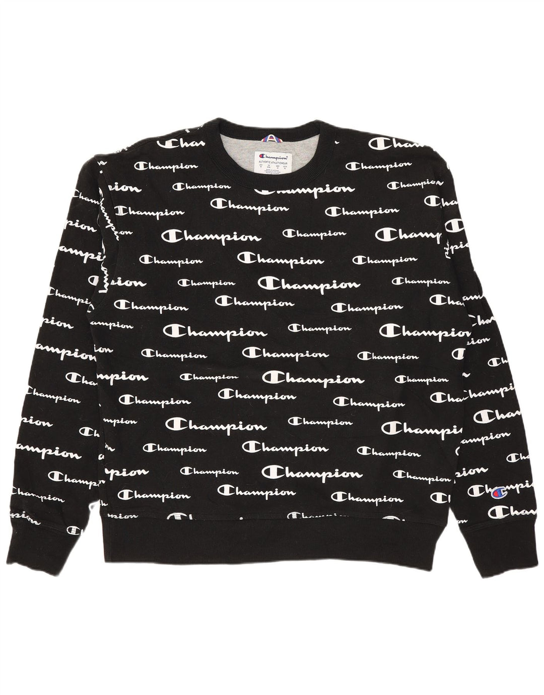 Champion masculino gráfico moletom jumper médio algodão preto