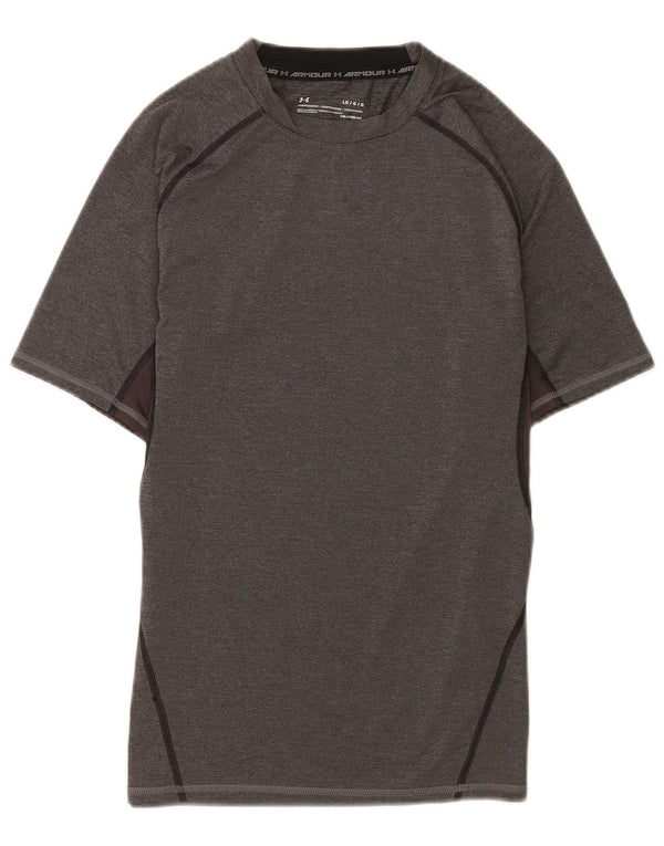 Camiseta masculina Under Armour Heat Gear grande bloco colorido cinza