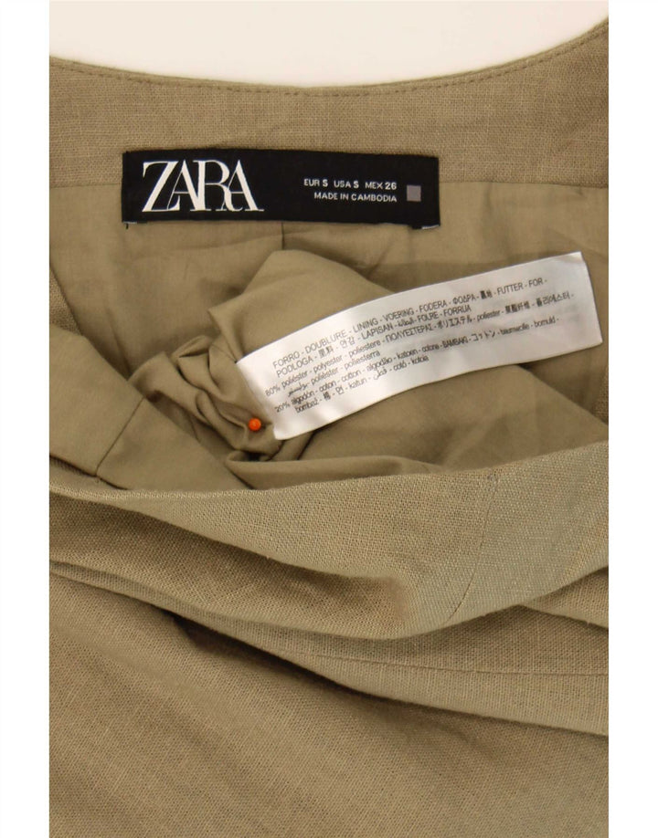 Colete feminino Zara UK 10 pequeno poliéster cáqui