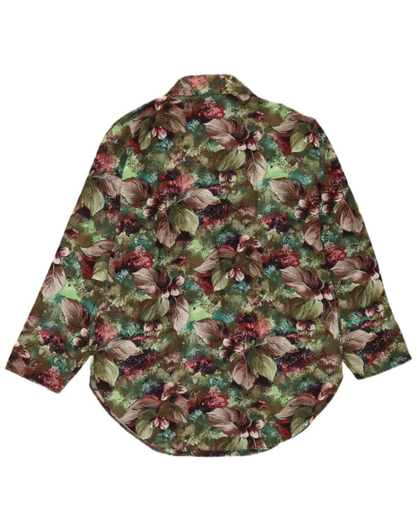 Camisa feminina vintage IT 48 XL algodão floral verde
