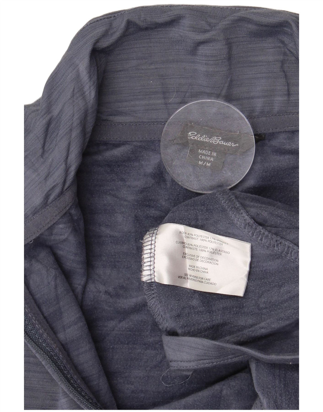 Eddie Bauer Top feminino com zíper e manga comprida Reino Unido 14 médio azul marinho