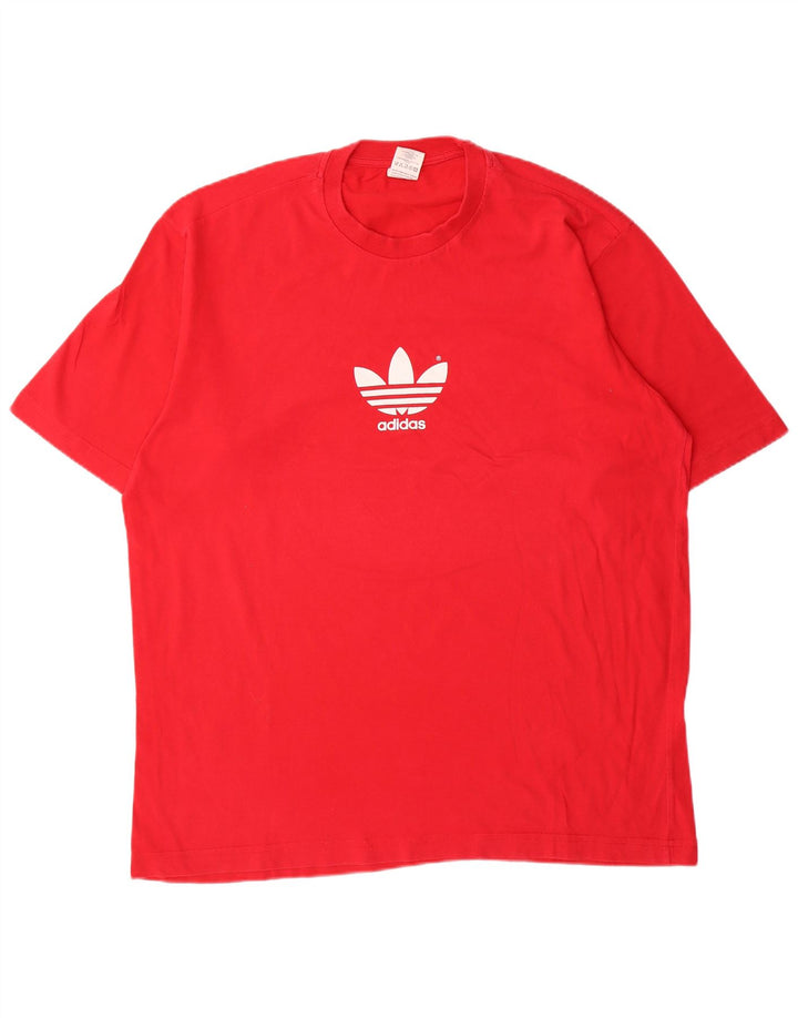 Adidas Mens Graphic T-Shirt Top Grande Algodão Vermelho