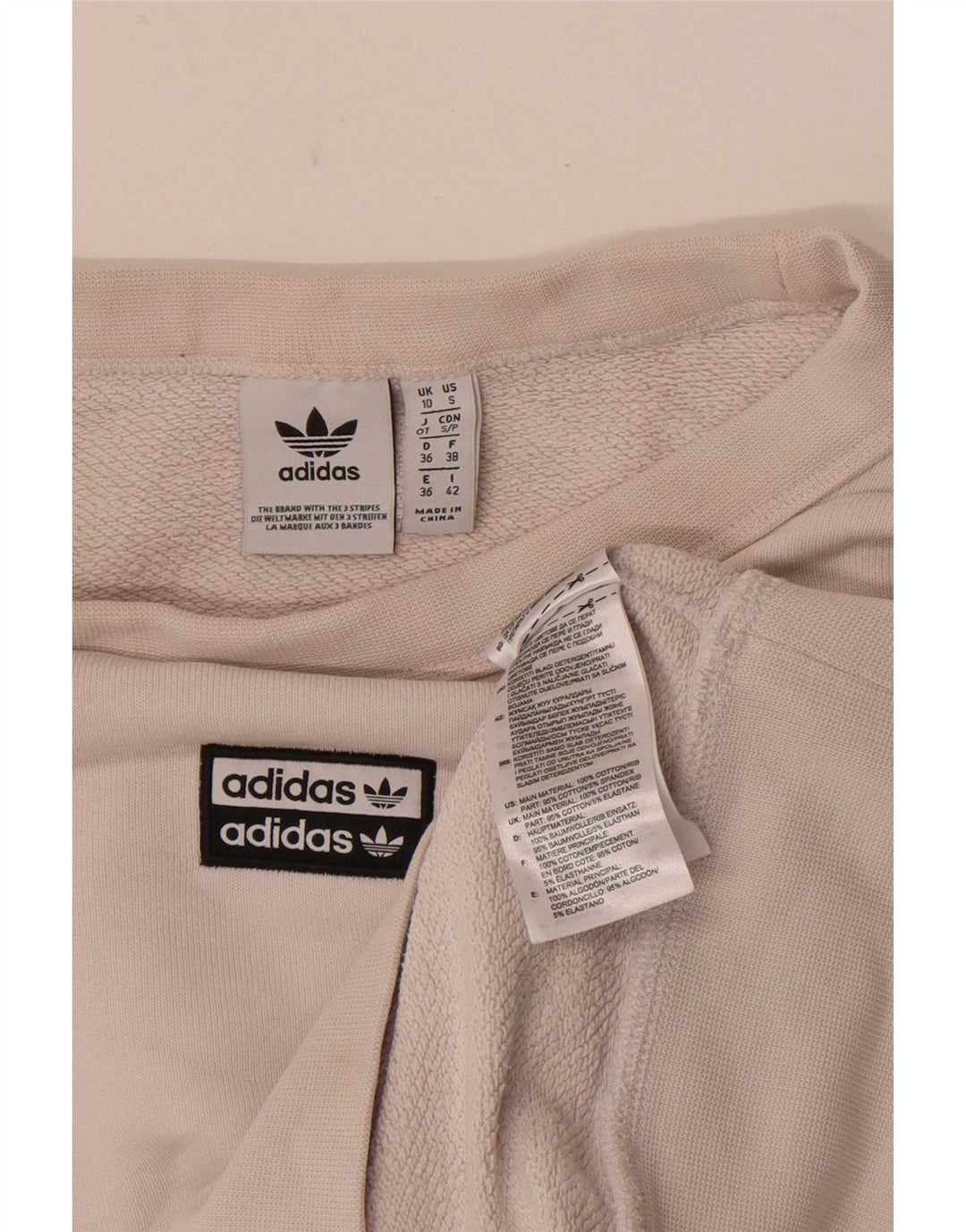 Adidas feminino oversized moletom jumper reino unido 10 pequeno algodão branco