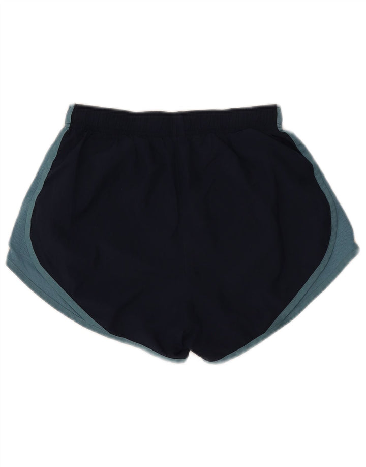 Shorts esportivos femininos Nike Dri Fit UK 8 pequenos azul marinho colorblock