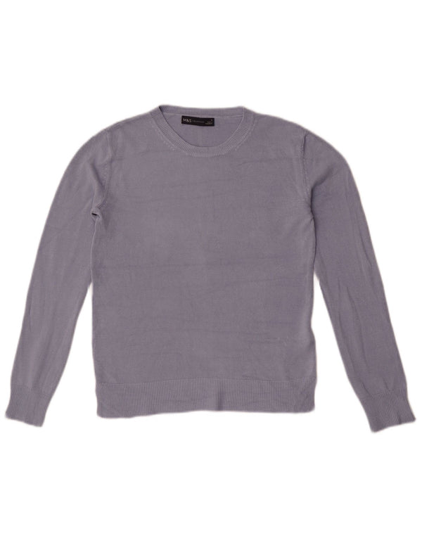 Suéter feminino Marks & Spencer com gola redonda Reino Unido 6 XS azul acrílico