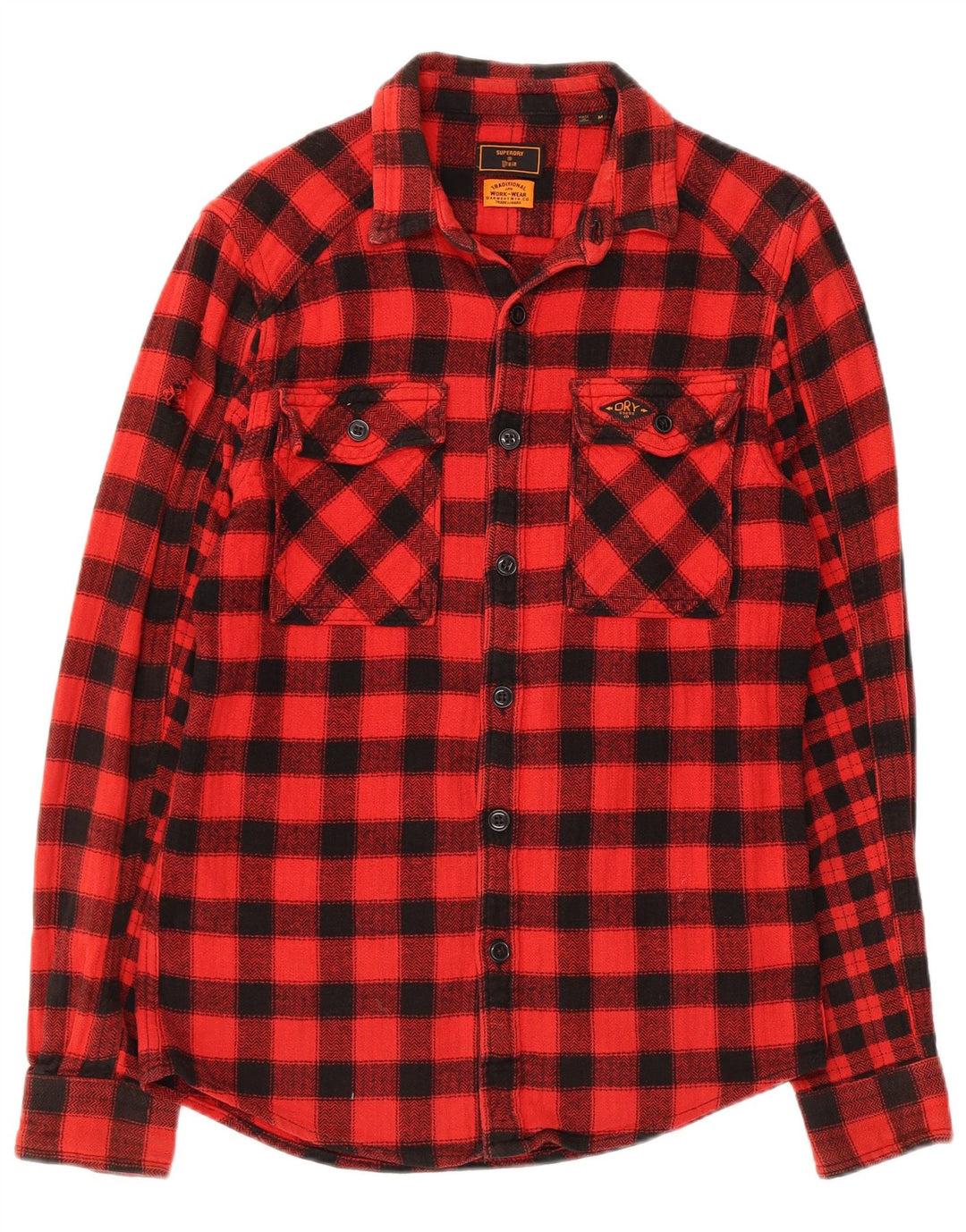 Camisa masculina Superdry Slim Fit de flanela de lenhador médio vermelho algodão guingão