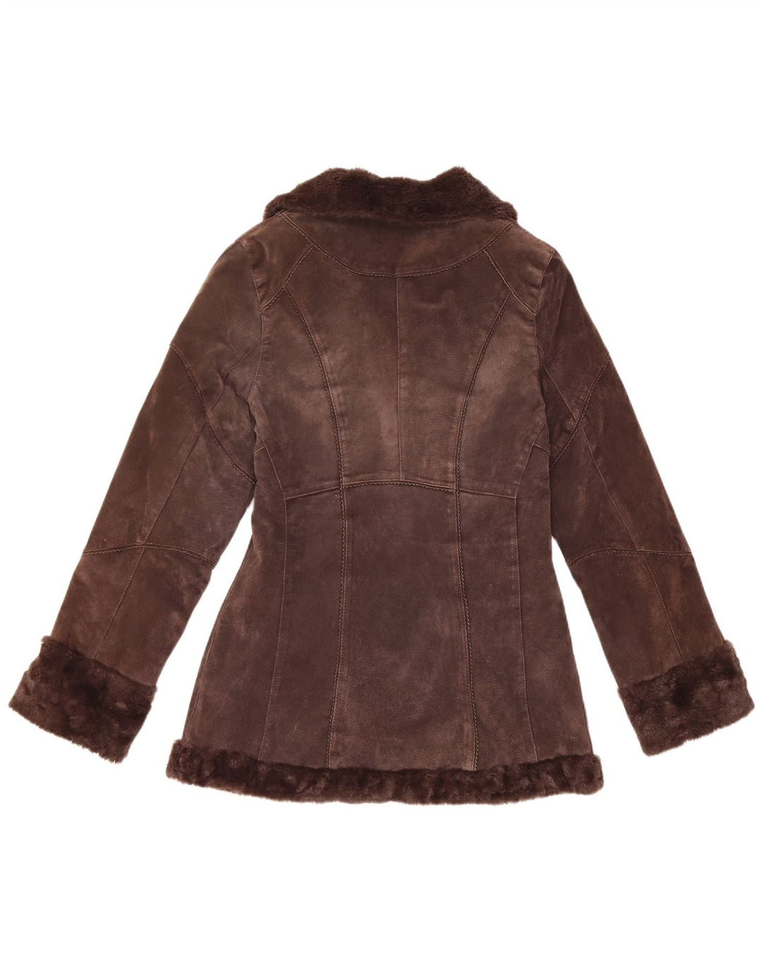Jaqueta feminina Shearling Montego EU 36 pequena couro marrom