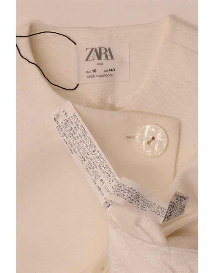 Jaqueta blazer Zara Girls com 2 botões 9-10 anos algodão branco