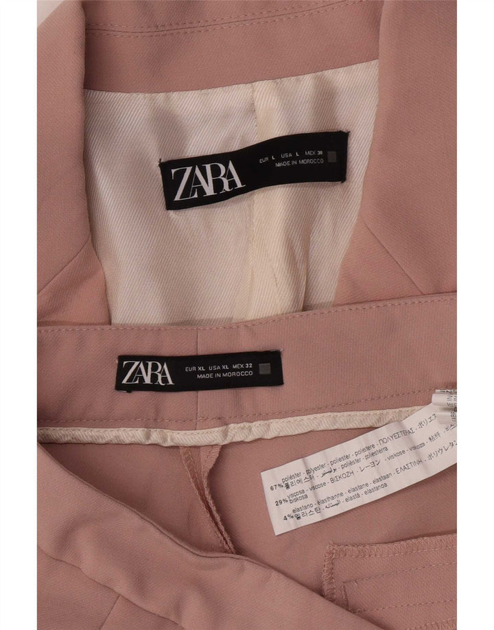 Terno feminino Zara com 2 botões e 2 peças Reino Unido 16 grande W32 L31 rosa poliéster