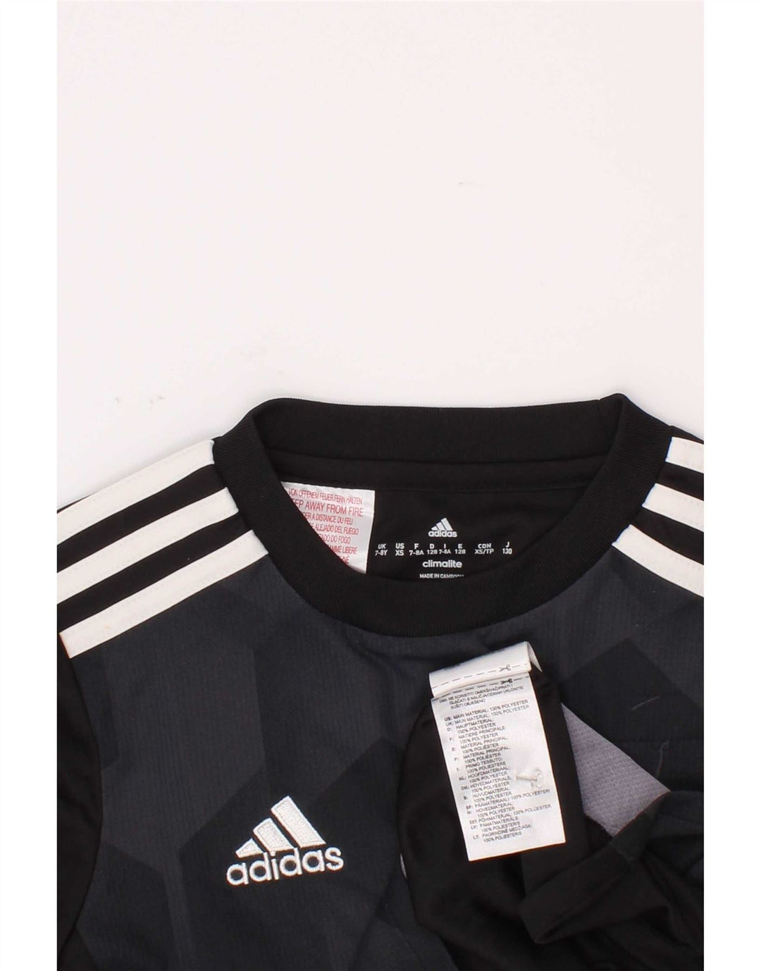 Camiseta Adidas Boys Climalite Top 7-8 Anos Poliéster Geométrico Preto