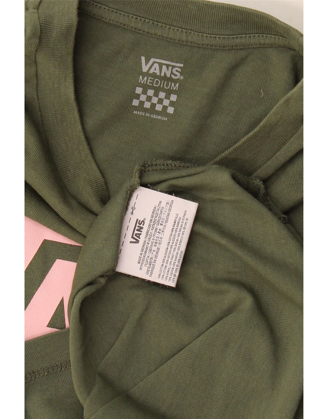 Camiseta feminina Vans com estampa gráfica UK 12 médio algodão cáqui