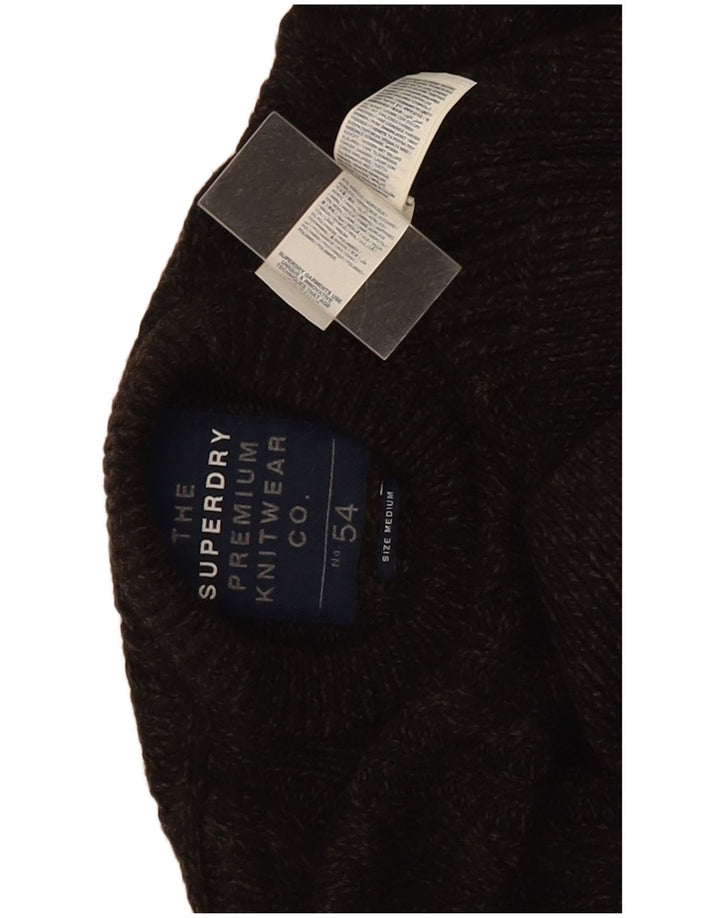Suéter masculino Superdry com gola redonda e acrílico manchado marrom médio