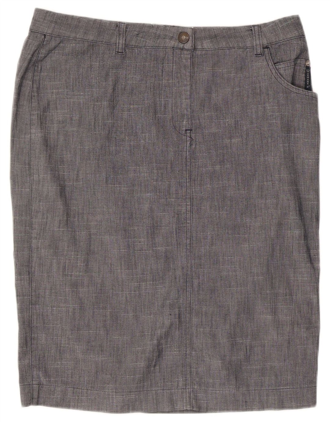 Saia reta feminina Armani IT 46 grande W32 algodão cinza