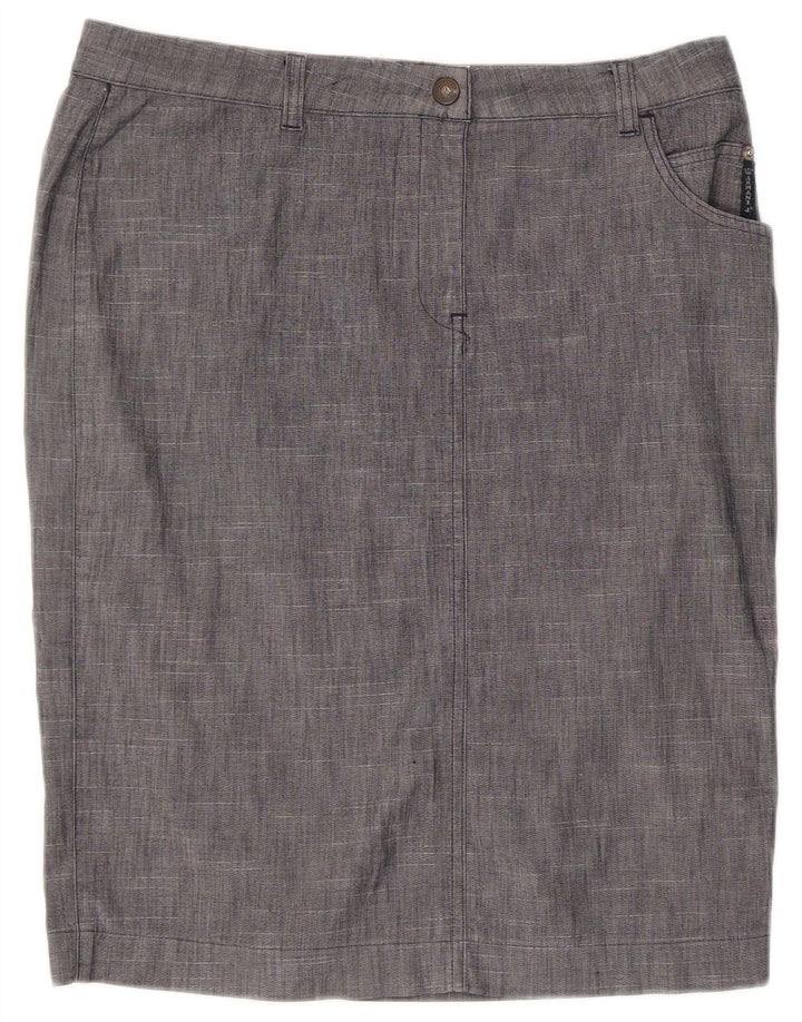 Saia reta feminina Armani IT 46 grande W32 algodão cinza