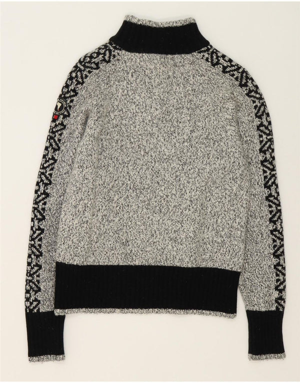 Suéter masculino Cape Horn com zíper e gola grande cinza colorblock angorá