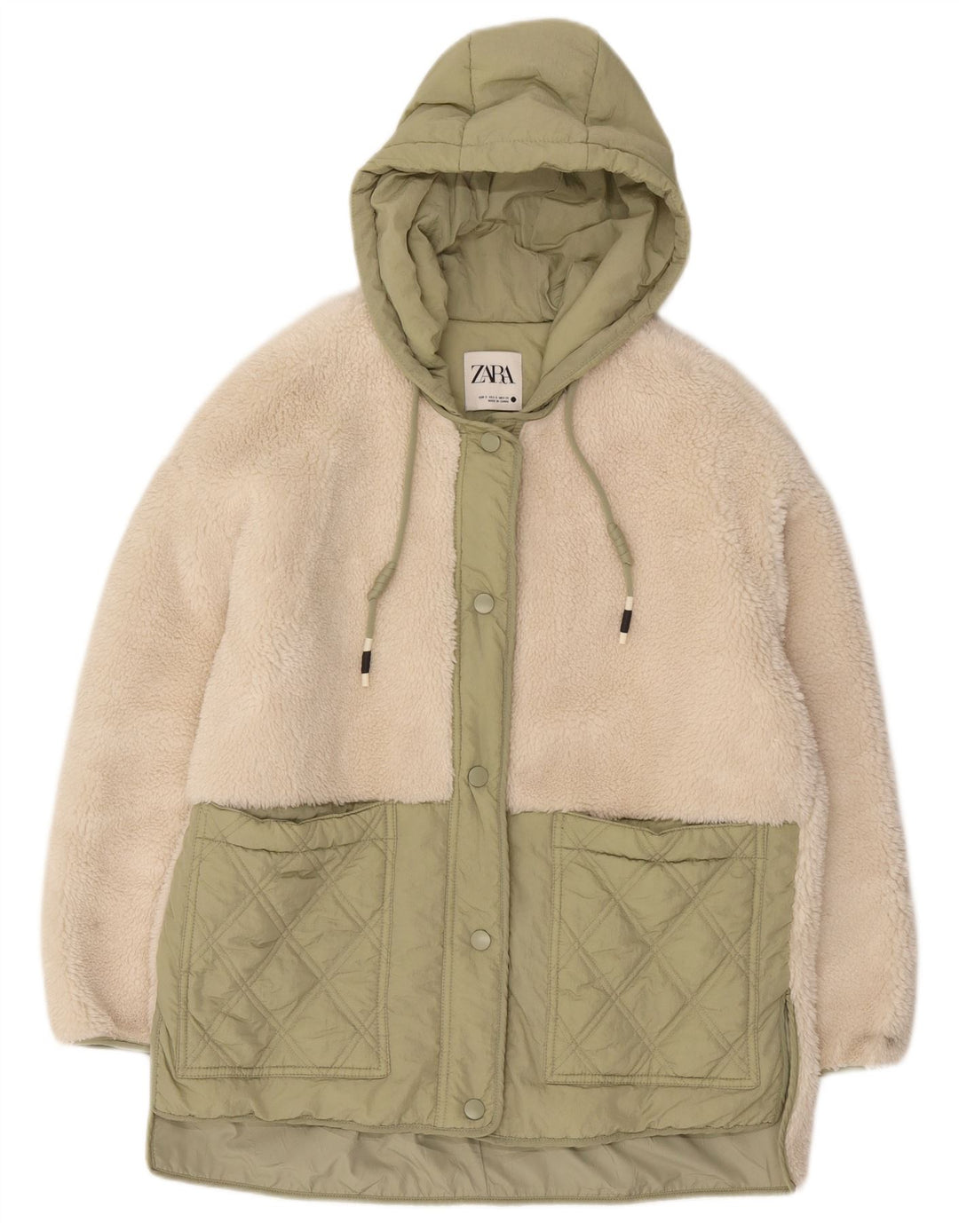 Jaqueta corta-vento feminina com capuz grande Zara UK 10 pequena off white