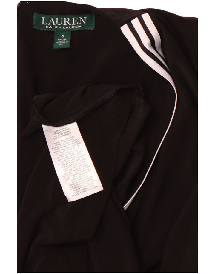 Vestido feminino RALPH LAUREN com manga 3/4 EUA 0 XS poliéster listrado preto