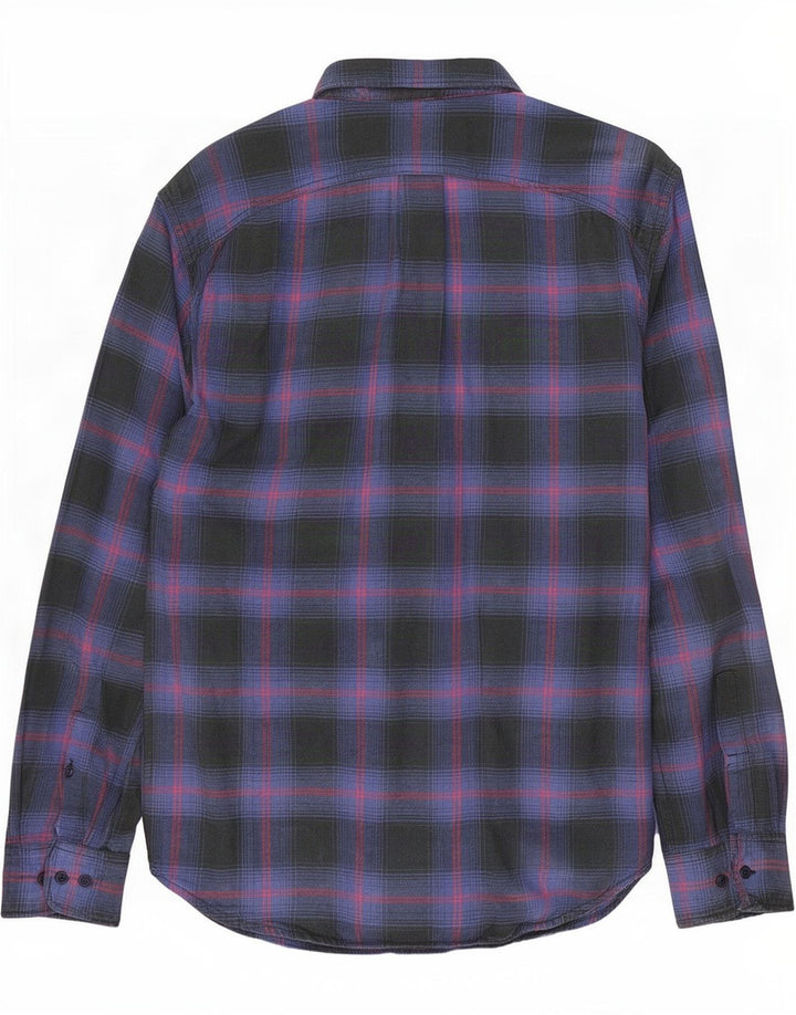 Camisa masculina Lee de flanela com ajuste relaxado, pequena, azul marinho, algodão xadrez