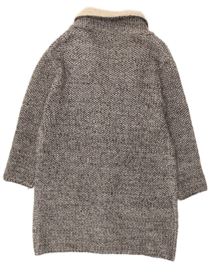 Sobretudo aberto oversized feminino Zara Reino Unido 14 cinza médio colorblock acrílico
