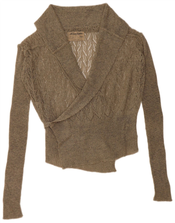 All Saints Suéter feminino oversized com corte envoltório tamanho 12 verde