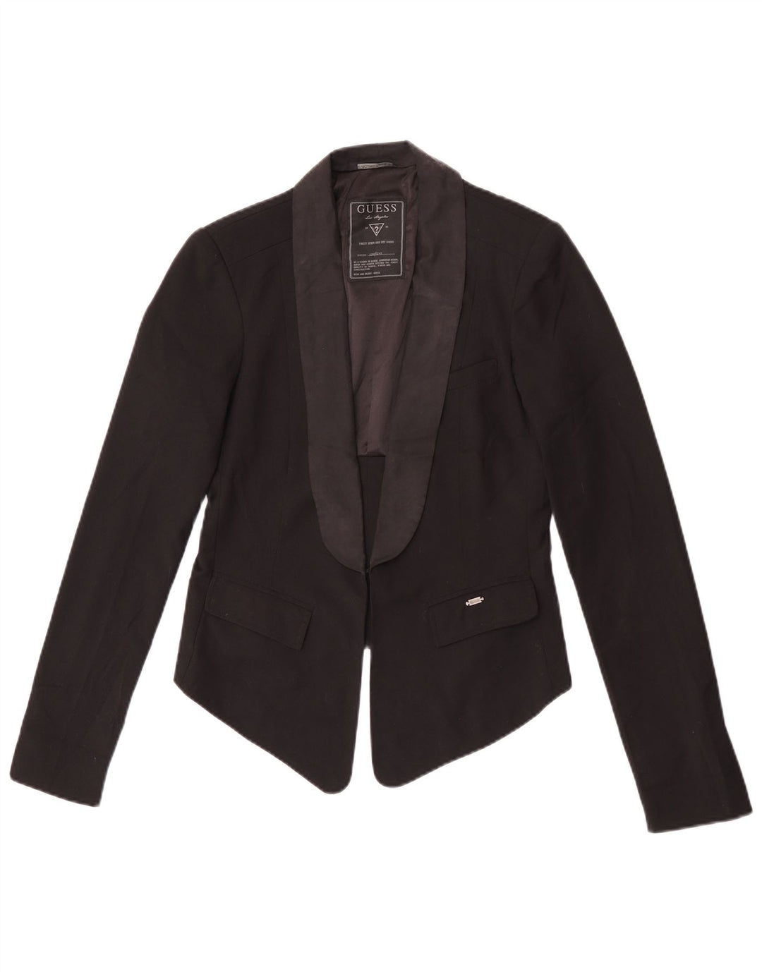 Guess Womens Crop Blazer Jacket UK 12 Médio Preto Poliéster