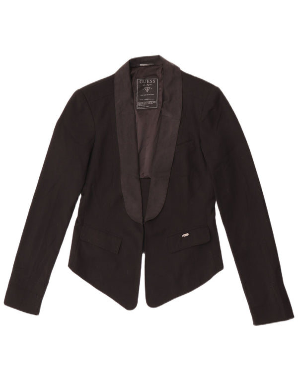 Guess Womens Crop Blazer Jacket UK 12 Médio Preto Poliéster