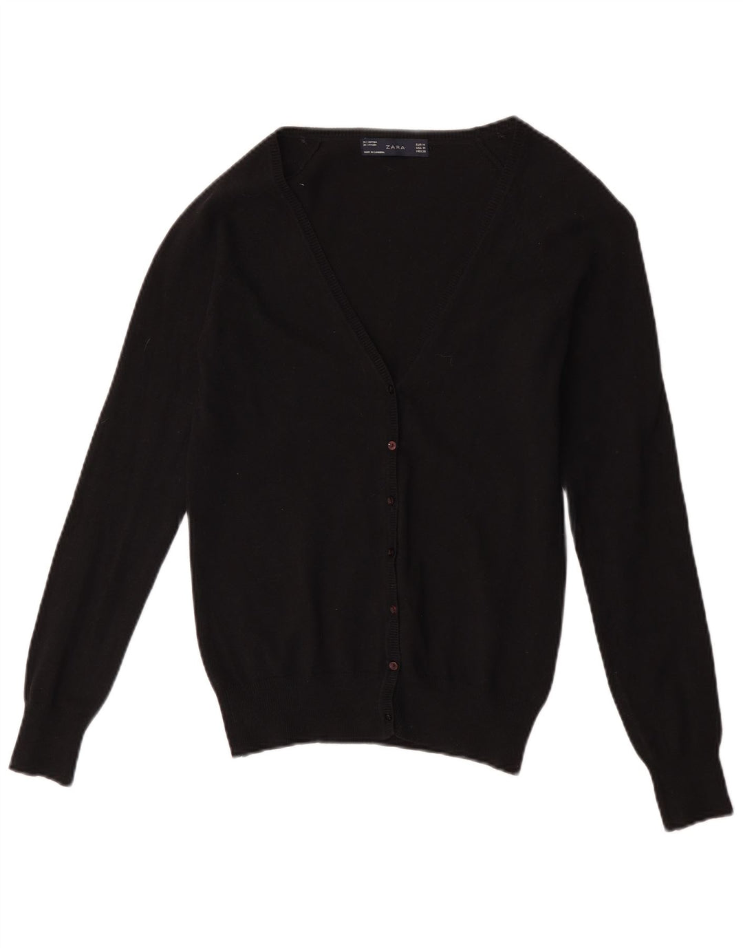 Suéter cardigã feminino Zara Reino Unido 12 algodão preto médio