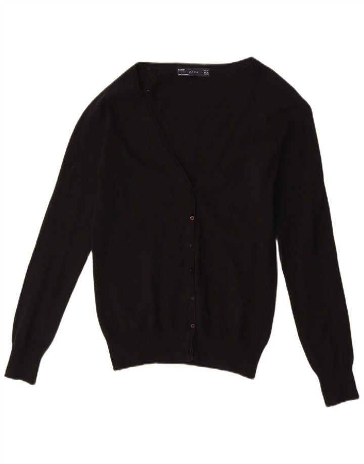 Suéter cardigã feminino Zara Reino Unido 12 algodão preto médio