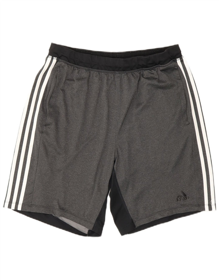 Adidas Masculino Climalite Sport Shorts Grande Cinza Colorblock Poliéster