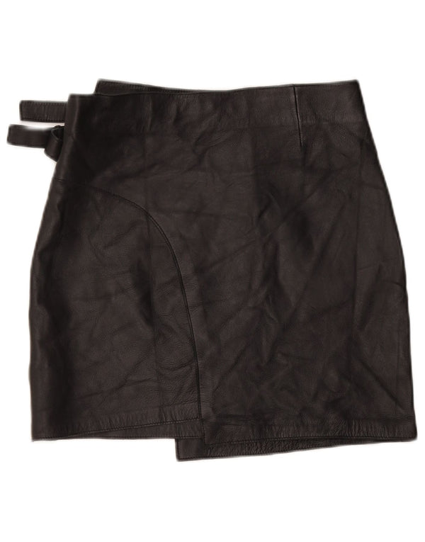 LEATHEROTICS Womens Leather Wrap Mini Skirt W32 Large Black Leather