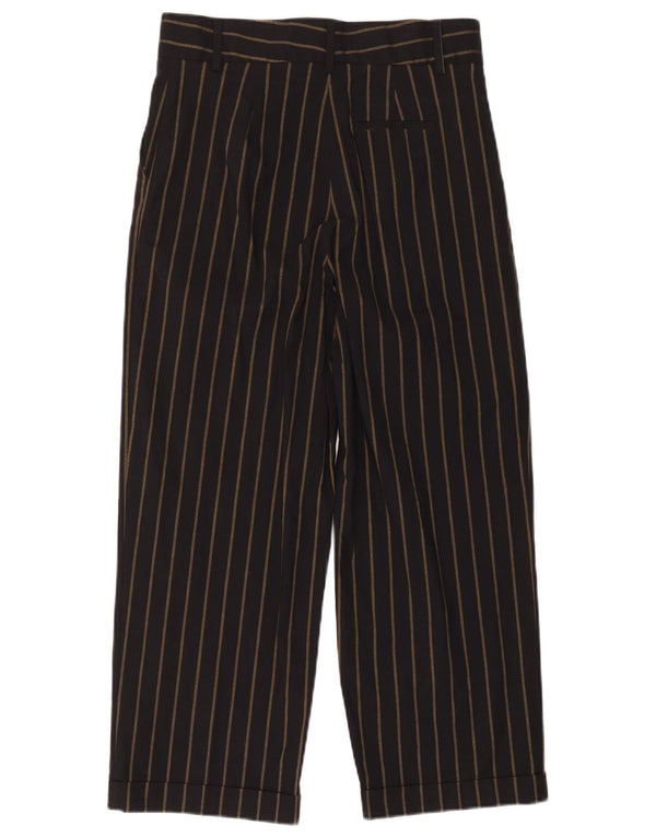 Calça feminina cortada de cintura alta Les Copains W32 L23 risca de giz preta