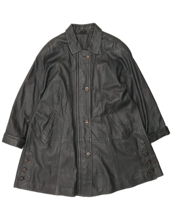 Casaco de couro feminino vintage EU 38 cinza médio