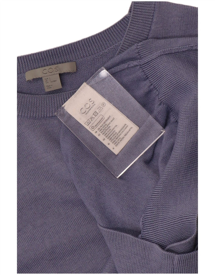 Cos suéter feminino grande com gola canoa Reino Unido 10 lã azul pequena