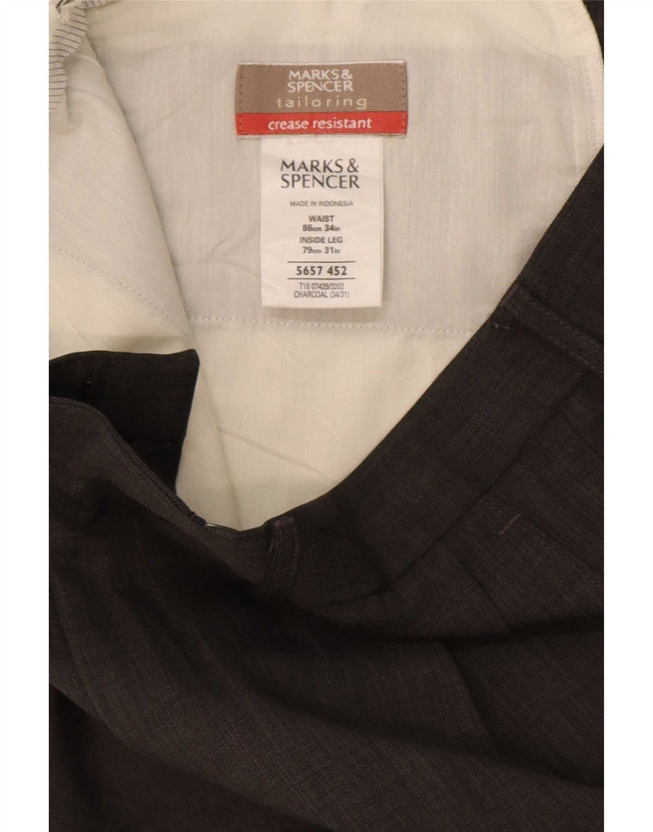 Calça masculina Marks & Spencer Pegged Suit W34 L31 cinza poliéster