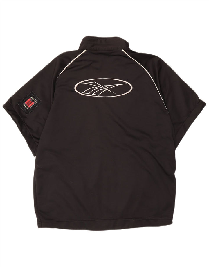 Reebok masculino gráfico manga curta agasalho top jaqueta médio preto