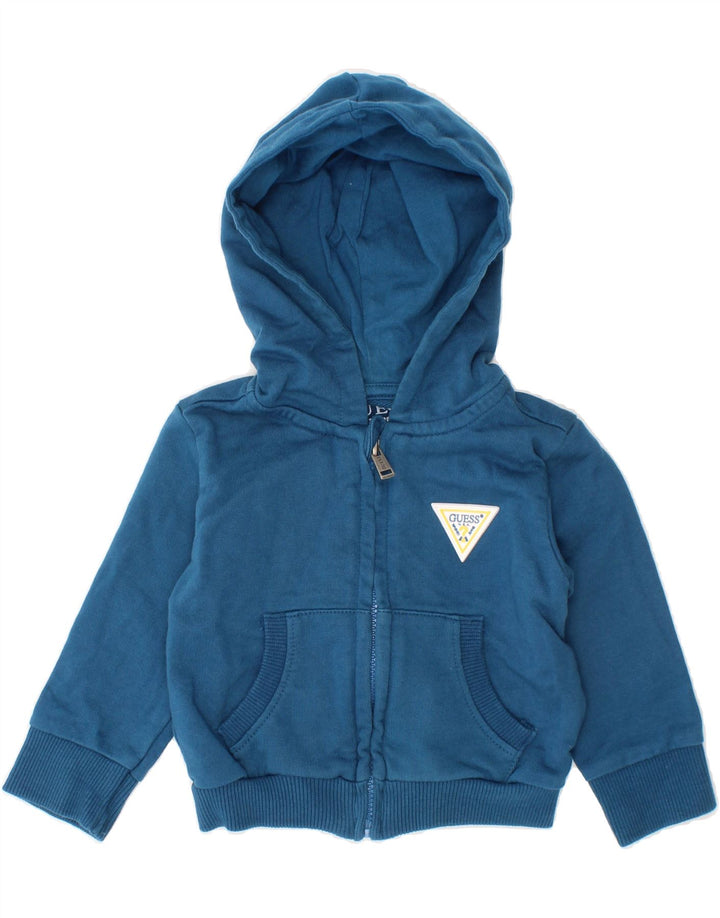 GUESS Baby Boys Graphic Zip Hoodie Sweater 3-6 Months Blue Vintage Guess and Second-Hand Guess from Messina Hembry 