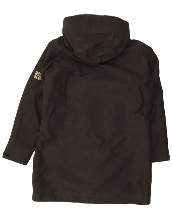 Casaco corta-vento feminino com capuz Jack Wolfskin Reino Unido 16 grande poliéster preto