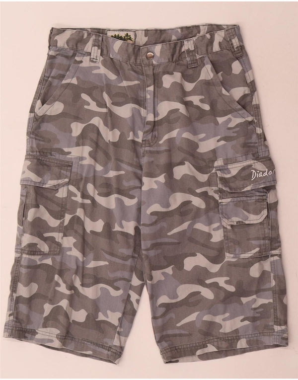 Diadora Mens Cargo Shorts W34 Grande Algodão Camuflado Cinza