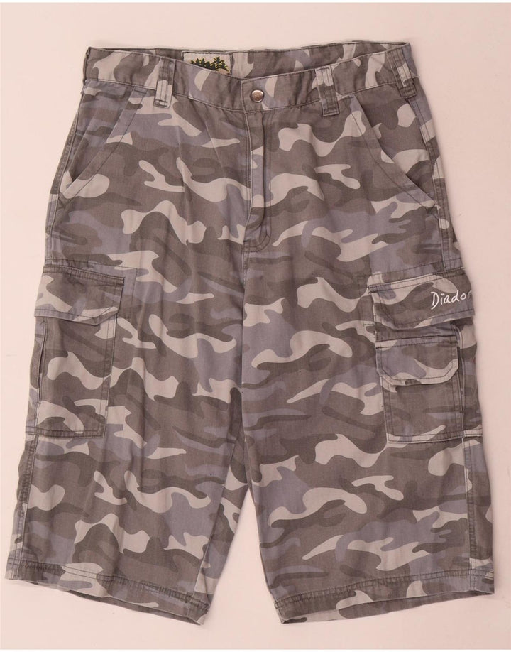 Diadora Mens Cargo Shorts W34 Grande Algodão Camuflado Cinza