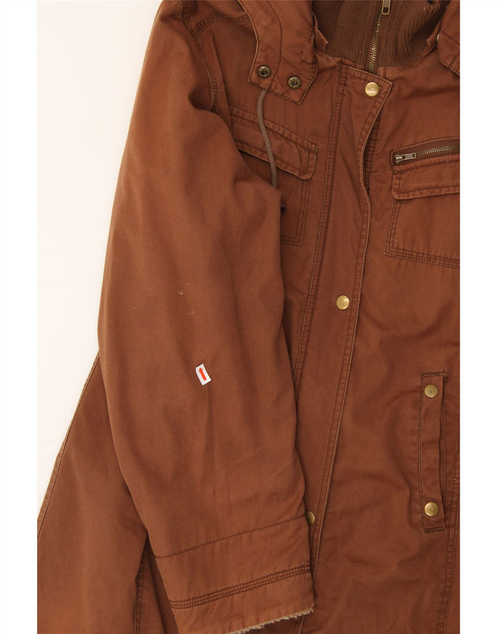 ICHI Womens Hooded Windbreaker Coat UK 18 XL Brown Cotton Vintage Ichi and Second-Hand Ichi from Messina Hembry 