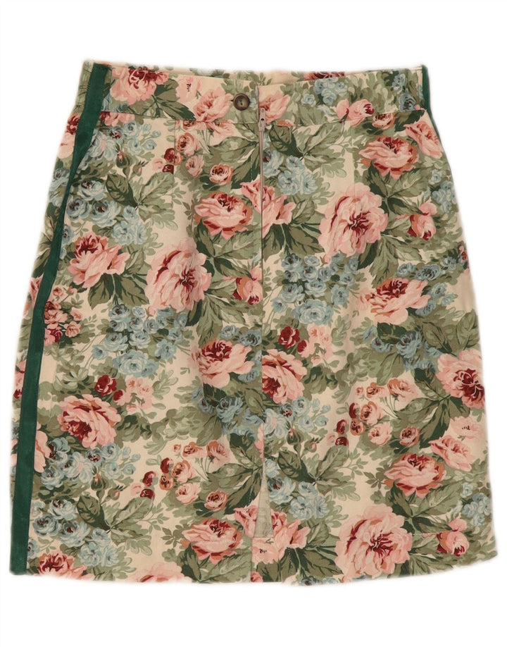 Mini saia feminina vintage pequena W26 floral multicolorida
