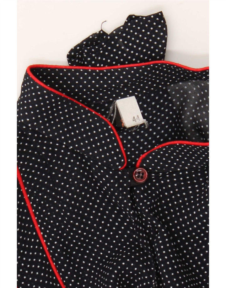 Vestido feminino vintage manga 3/4 linha A IT 44 médio azul marinho manchado