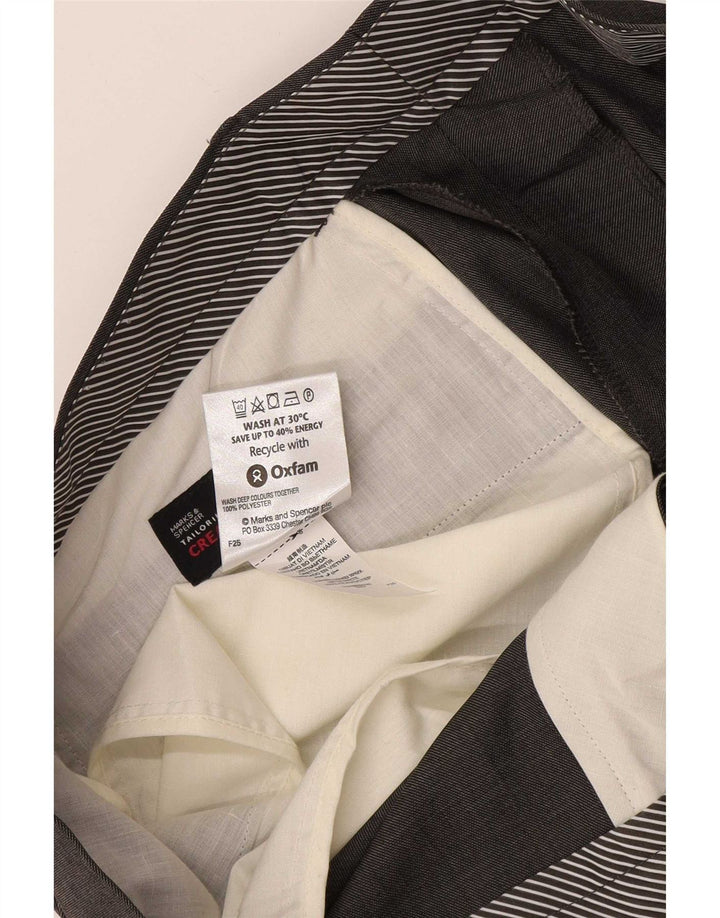 Calça masculina de terno reto Marks & Spencer W38 L31 poliéster cinza