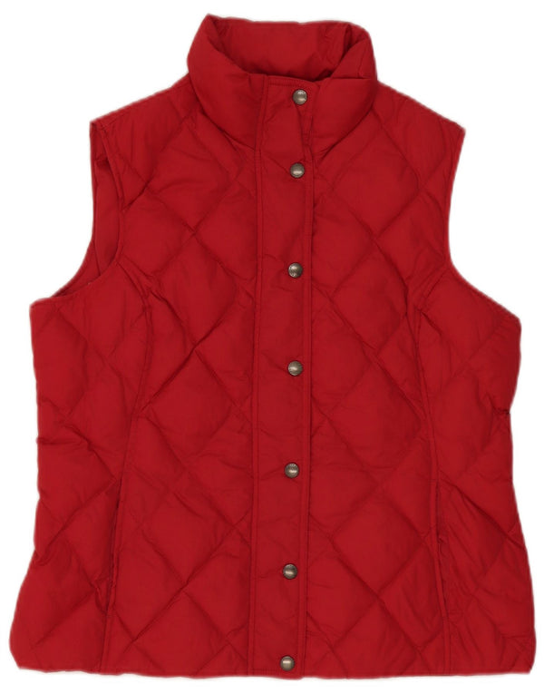 Lands End Womens Oversized acolchoado Gilet UK 10 pequeno vermelho nylon
