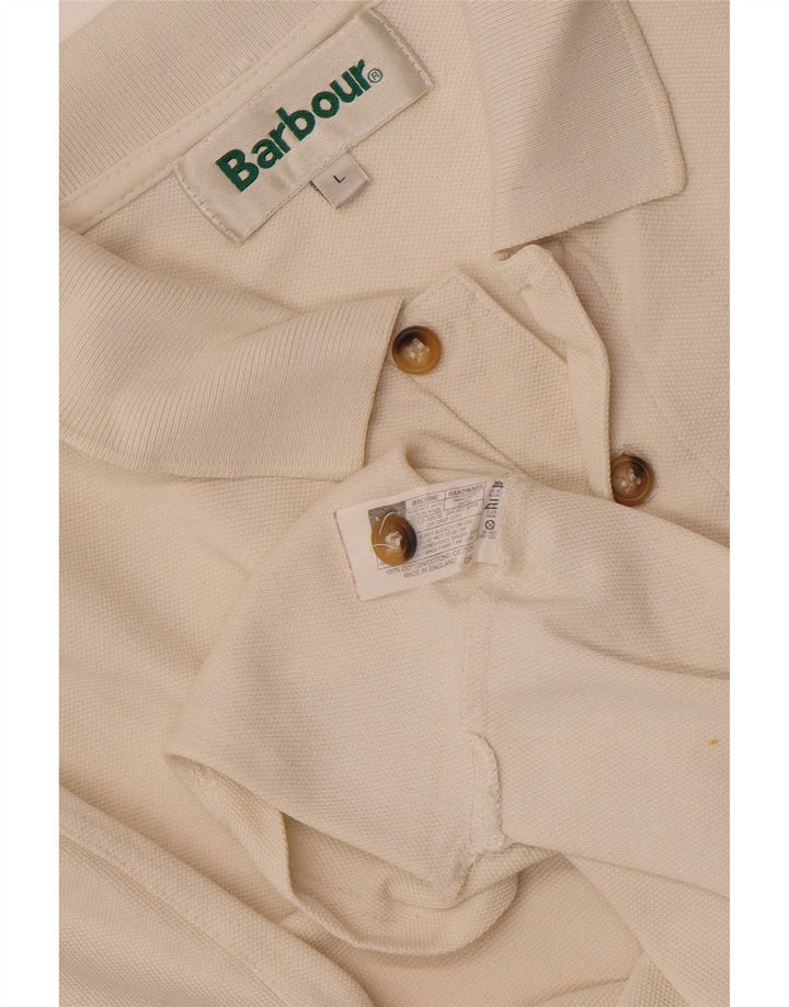 Camisa polo masculina Barbour grande de algodão branco